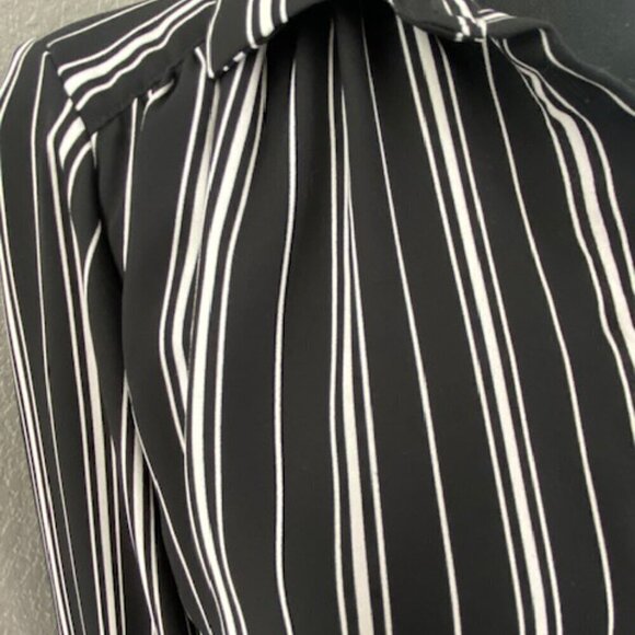 H&M Classic Black White Striped Button Down Shirt Blouse Sz 4 - Picture 6 of 12